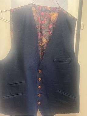 Ted Baker Navy Vest with Paisley Inner Lining